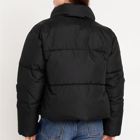 Black puffer cropped  zip jacket - Picture 2 of 4